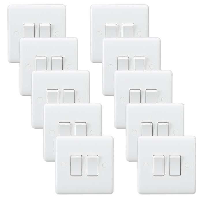 Knightsbridge CU3000x10 White Curved Edge 10AX 2G 2-Way Switch (10 Pack)