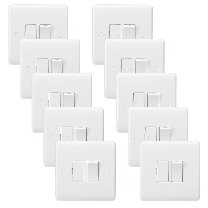 Knightsbridge CU6300x10 White Curved Edge 13A Switched Fused Spur Unit (10 Pack)