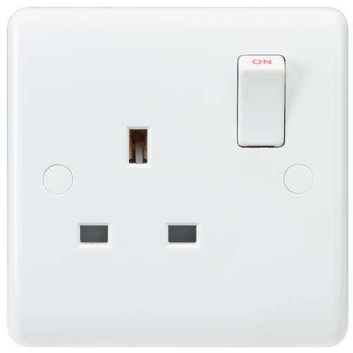 Knightsbridge CU7000S White Curved Edge 13A 1G SP Switched Socket - westbasedirect.com