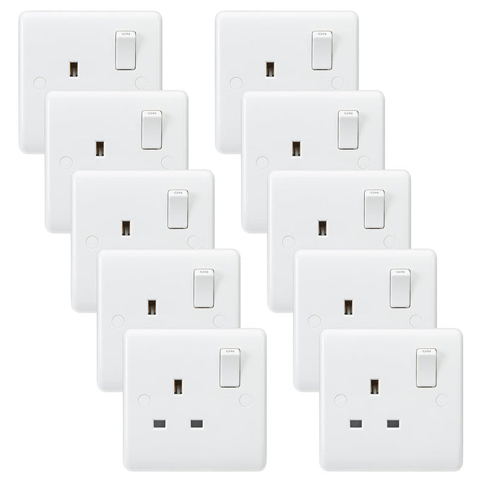 Knightsbridge CU7000x10 White Curved Edge 13A 1G DP Switched Socket (10 Pack)