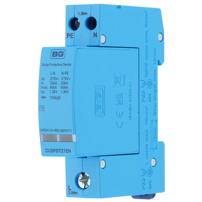 BG Fortress CUA32 SPD Wiring Kit c/w Type 2 Single Module Surge Protection Device & Wiring