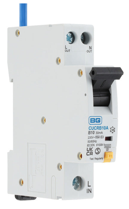 BG CUCRB10A 10A SP 1 Module B Curve 6kA 30mA Type A Compact RCBO - westbasedirect.com