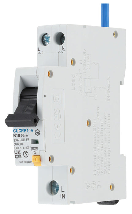 BG CUCRB10A 10A SP 1 Module B Curve 6kA 30mA Type A Compact RCBO - westbasedirect.com