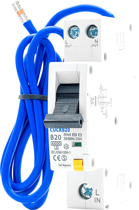 BG CUCRB20 20A SP 1 Module B Curve 6kA 30mA Type AC Compact RCBO - westbasedirect.com