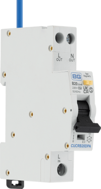 BG CUCRB20DPA 20A Double Pole 1 Module B Curve 6kA 30mA Type A Compact RCBO