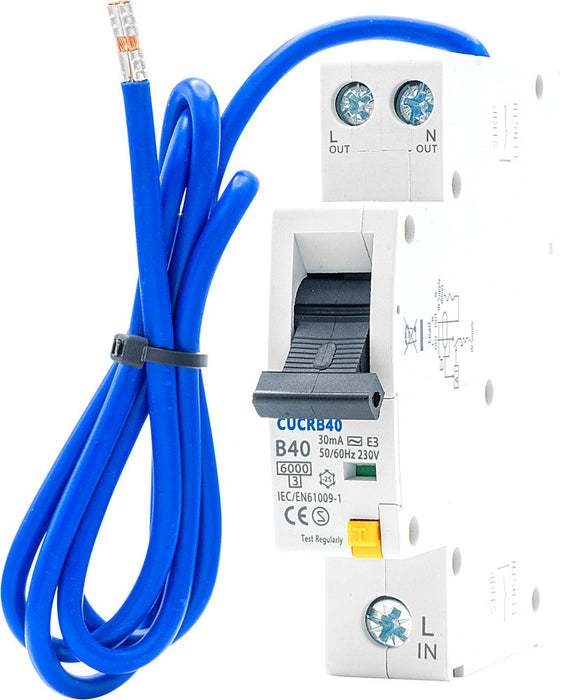 BG CUCRB40 40A SP 1 Module B Curve 6kA 30mA Type AC Compact RCBO - westbasedirect.com