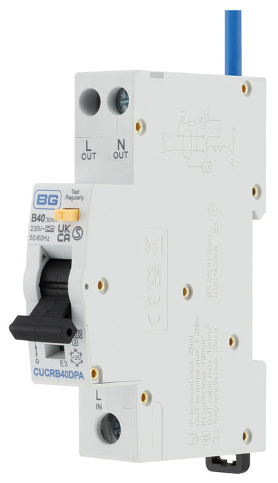 BG CUCRB40DPA 40A 30mA B Curve Type A Double Pole RCBO - westbasedirect.com