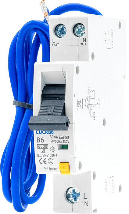 BG CUCRB6 6A SP 1 Module B Curve 6kA 30mA Type AC Compact RCBO - westbasedirect.com