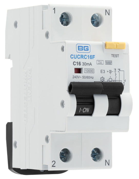 BG CUCRC16F 16A 30mA C Curve Type F Double Pole Compact RCBO Bi-Directional