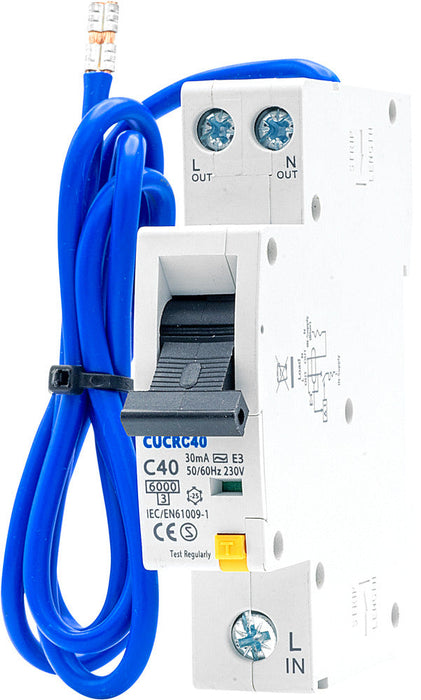 BG CUCRC40 40A SP 1 Module C Curve 6kA 30mA Type AC Compact RCBO - westbasedirect.com