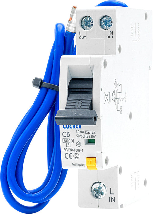 BG CUCRC6 6A SP 1 Module C Curve 6kA 30mA Type AC Compact RCBO - westbasedirect.com