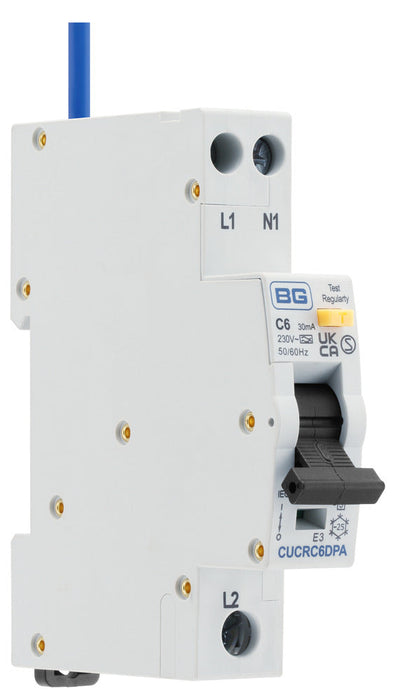 BG CUCRC6DPA 6A 30mA C Curve Type A Double Pole Compact RCBO Bi-Directional