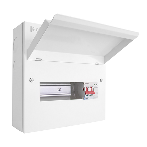 Click Elucian CUEB10MSSP7 10 Way Metal Consumer Unit with 100A Main Switch & 18mm 2 Pole Type 2 SPD - westbasedirect.com