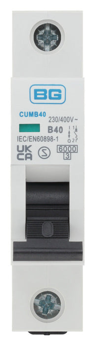 BG CUMB40 40A Single Pole 1 Module 6kA B Curve MCB - westbasedirect.com