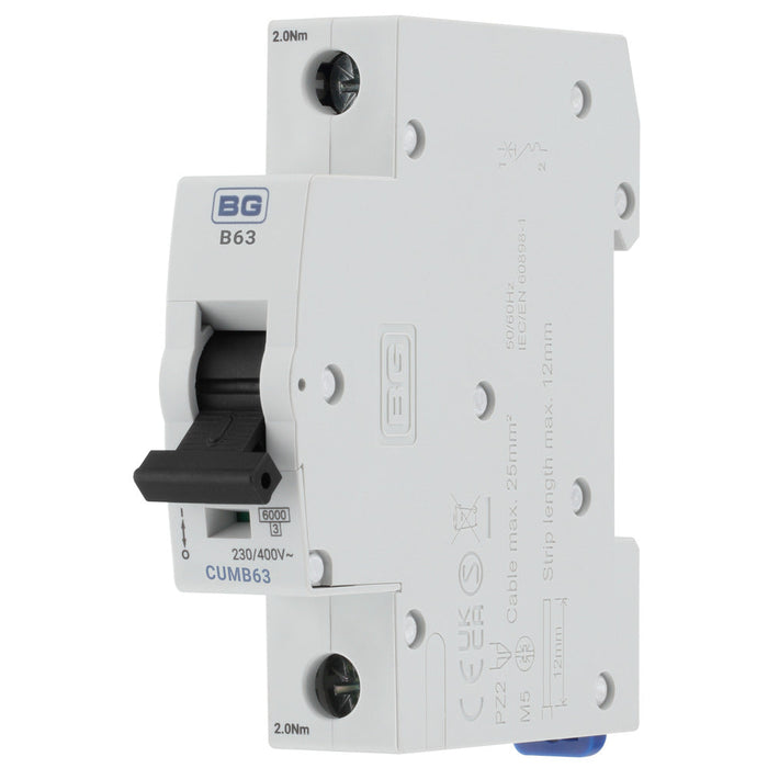 BG CUMB63 63A Single Pole 1 Module 6kA B Curve MCB