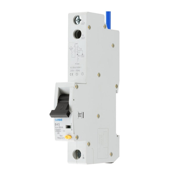 BG CURB45 45A Single Pole 1 Module B Curve 6kA 30mA Type AC RCBO - westbasedirect.com