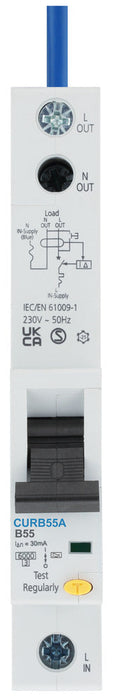 BG CURB55A 55A Single Pole 1 Module B Curve 6kA 30mA Type A RCBO - westbasedirect.com