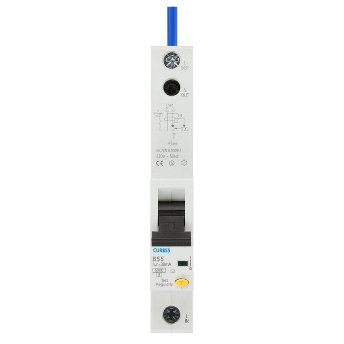 BG CURB55 55A Single Pole 1 Module B Curve 6kA 30mA Type AC RCBO - westbasedirect.com