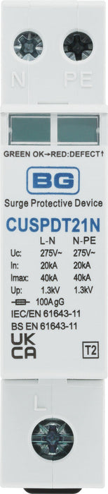 BG CUSPDT21N Type 2 Single Phase Surge Protection Device TNS PME & TT Systems