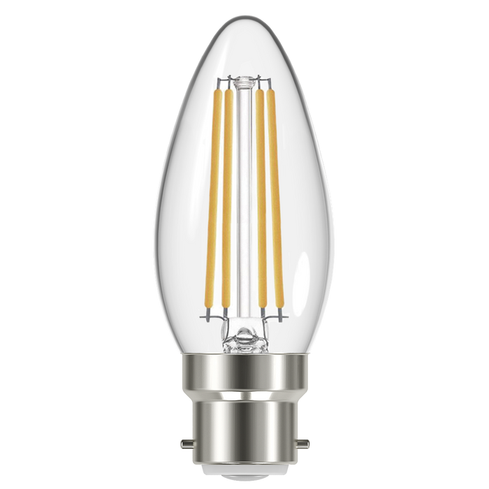 Eveready S15475 B22 BC Candle Filament Clear LED Bulb 4W 470lm Warm White 2700K (5 Pack) - westbasedirect.com