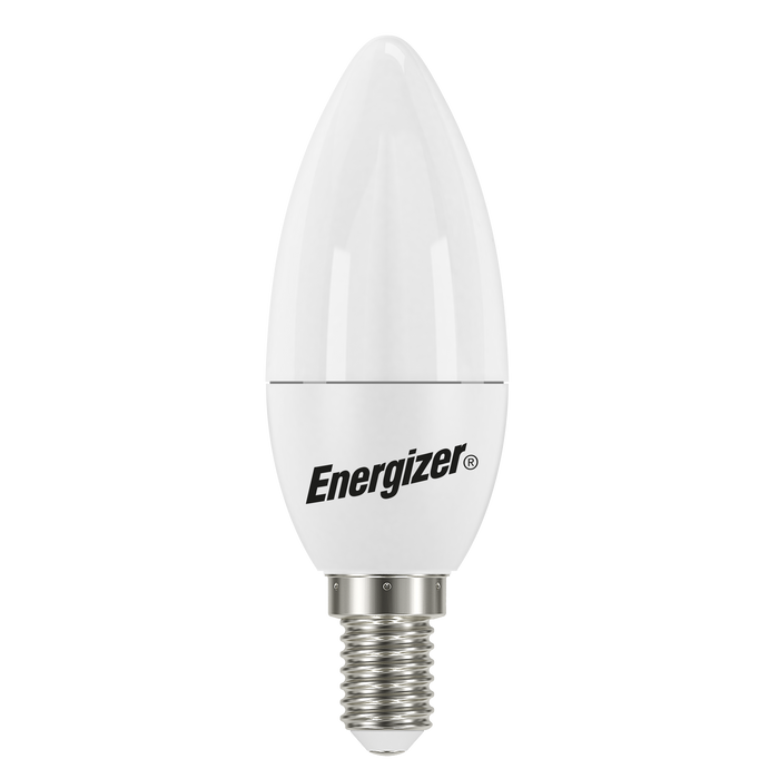 Energizer S16706 4.9W 470lm E14 SES Candle LED Bulb Opal Warm White 3000K Boxed (2 Pack)