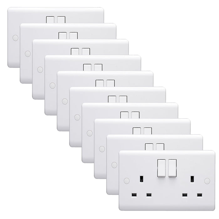 Volex D1500NR Casa White Moulded 13A 2 Gang SP Switched Socket (10 Pack)