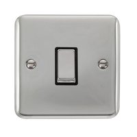 Click Deco Plus DPCH411BK 10AX Ingot 1-Gang 2-Way Plate Switch - Polished Chrome (Black)