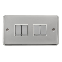 Click Deco Plus DPCH414WH 10AX Ingot 4-Gang 2-Way Plate Switch - Polished Chrome (White)