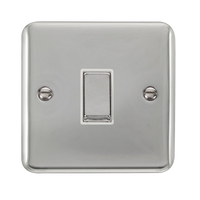 Click Deco Plus DPCH425WH 10AX Ingot 1-Gang Intermediate Plate Switch - Polished Chrome (White)