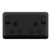 Click Deco Plus DPMB836BK 13A Ingot 2G DP Switched Socket + Outboard Rockers - Matt Black (Black)