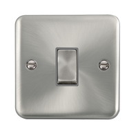 Click Deco Plus DPSC411GY 10AX Ingot 1-Gang 2-Way Plate Switch - Satin Chrome (Grey)