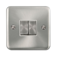 Click Deco Plus DPSC412WH 10AX Ingot 2-Gang 2-Way Plate Switch - Satin Chrome (White)