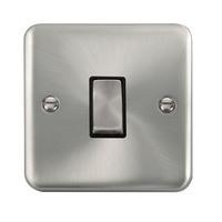 Click Deco Plus DPSC425BK 10AX Ingot 1-Gang Intermediate Plate Switch - Satin Chrome (Black)