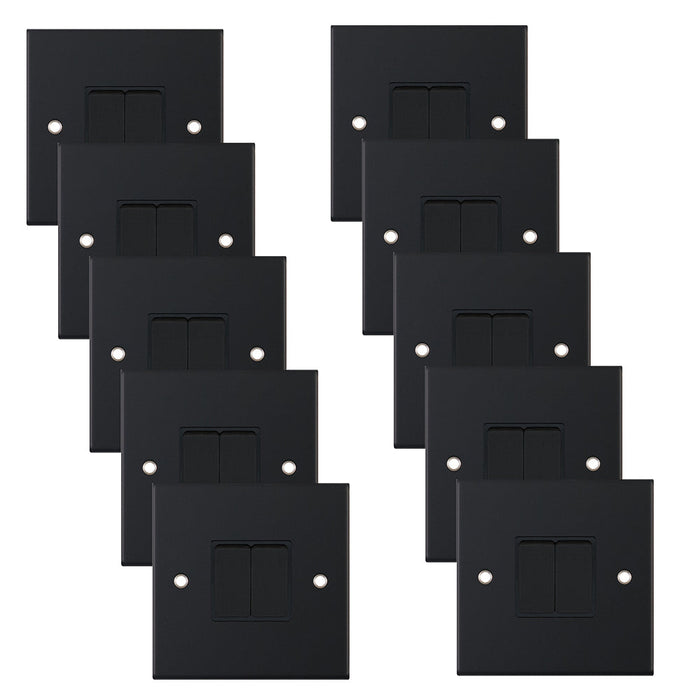 Selectric DSL11-02 5M 2 Gang 2 Way 10AX Plate Switch - Matt Black, Black Insert (Pack 10)