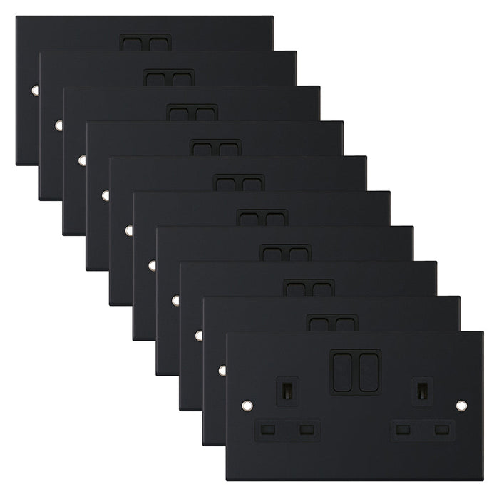 Selectric DSL11-51 5M 2 Gang 13A Switched SP Socket Outlet - Matt Black, Black Insert (Pack 10)