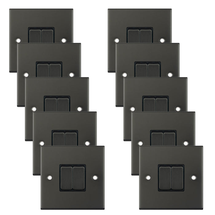Selectric DSL12-02 5M 2 Gang 2 Way 10AX Plate Switch - Dark Bronze, Black Insert (Pack 10)