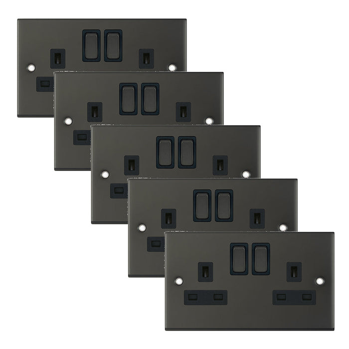 Selectric DSL12-22 5M 2 Gang 13A Switched DP Socket Outlet with 2 Earth Terminals - Dark Bronze, Black Insert (Pack 5)