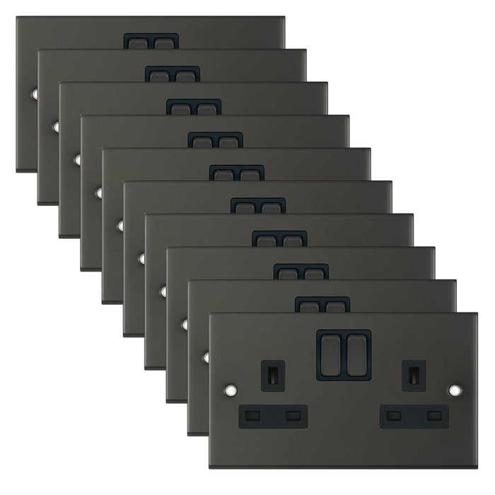 Selectric DSL12-51 5M 2 Gang 13A Switched SP Socket Outlet - Dark Bronze, Black Insert (Pack 10)