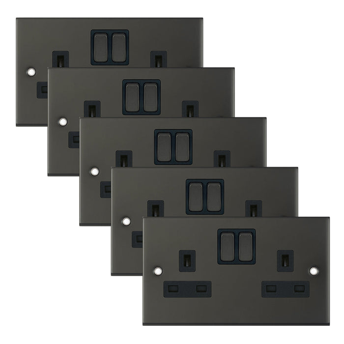 Selectric DSL12-51 5M 2 Gang 13A Switched SP Socket Outlet - Dark Bronze, Black Insert (Pack 5)