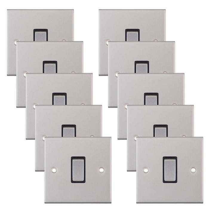 Selectric DSL201 5M 1 Gang 2 Way 10AX Plate Switch - Satin Chrome, Black Insert (Pack 10)