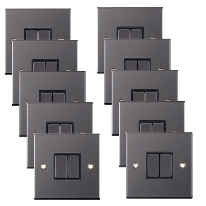 Selectric DSL402 5M 2 Gang 2 Way 10AX Plate Switch - Black Nickel, Black Insert (Pack 10)