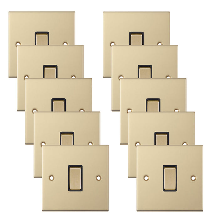 Selectric DSL801 5M 1 Gang 2 Way 10AX Plate Switch - Satin Brass, Black Insert (Pack 10)