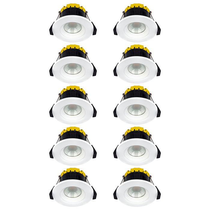 Luceco EFCB60WD2W FType Compact Dim2Warm 6W IP65 Fire Rated Downlight - White (10 Pack)
