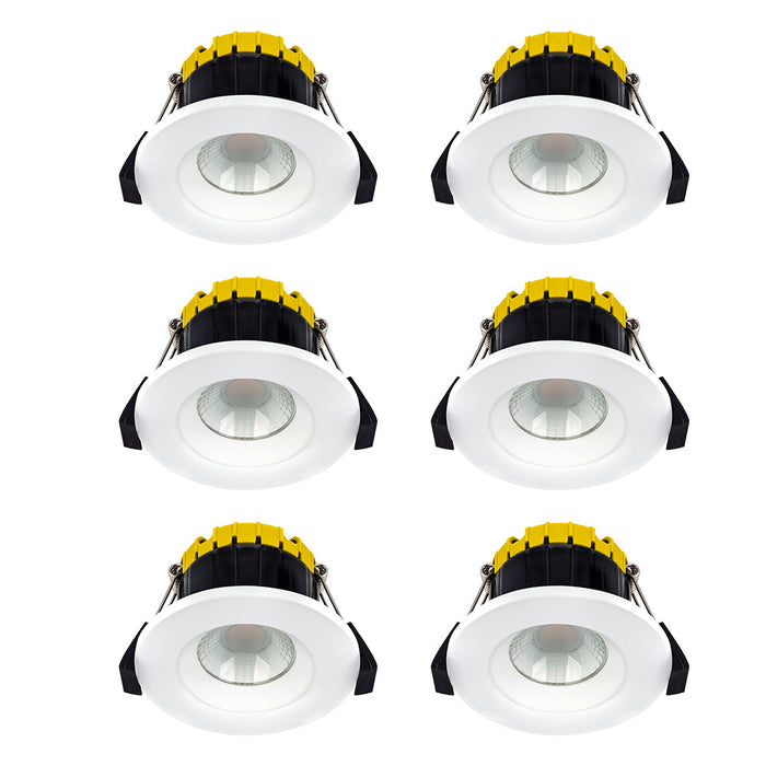 Luceco EFCB60WD2W FType Compact Dim2Warm 6W IP65 Fire Rated Downlight - White (6 Pack)