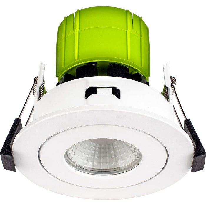 Luceco EFTA60W30 FType Adjustable 6W Dimmable Warm White 3000K IP20 Fire Rated LED Downlight - White - westbasedirect.com