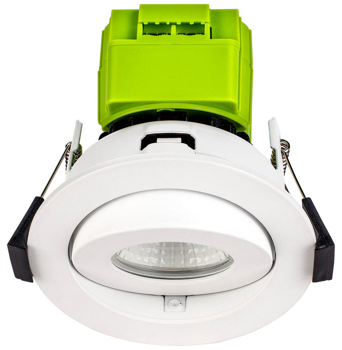 Luceco EFTA60W30 FType Adjustable 6W Dimmable Warm White 3000K IP20 Fire Rated LED Downlight - White - westbasedirect.com