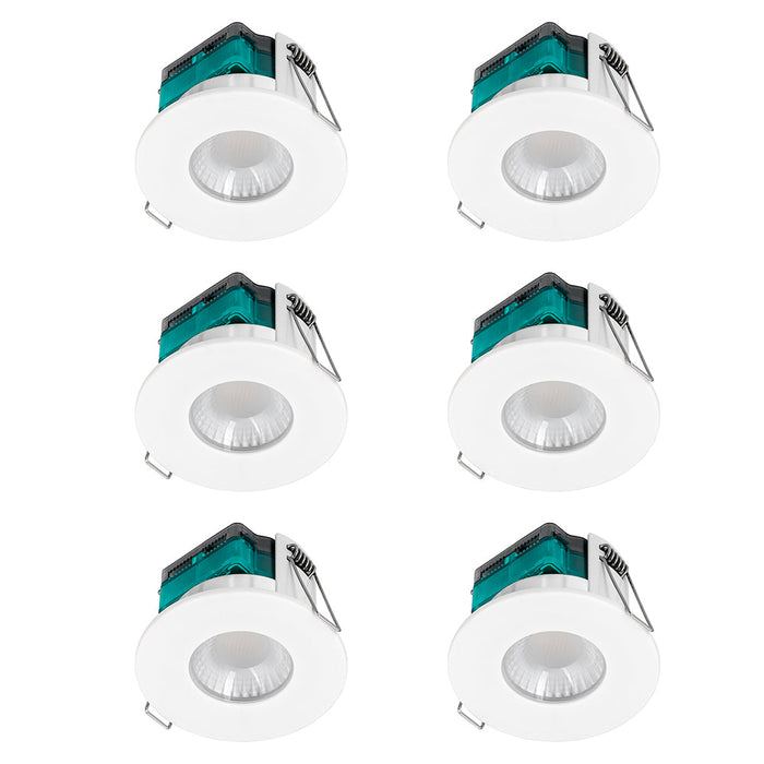 Luceco EFTF5W40 FType Essence 5W 550lm 4000K Dimmable IP65 White Bezel - Flat (6 Pack)