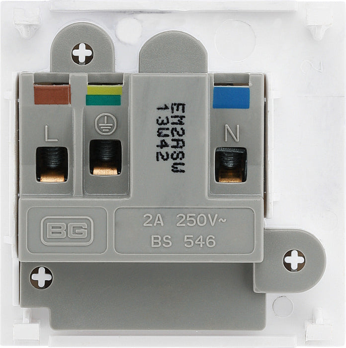 BG EM2ASW Euro Module 2A Round Pin Unswitched Socket - White - westbasedirect.com