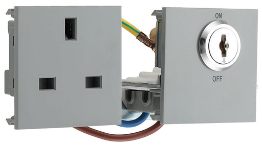 BG EMKYSWSG Euro Module 13A DP Key Controlled Switched Socket - Grey - westbasedirect.com