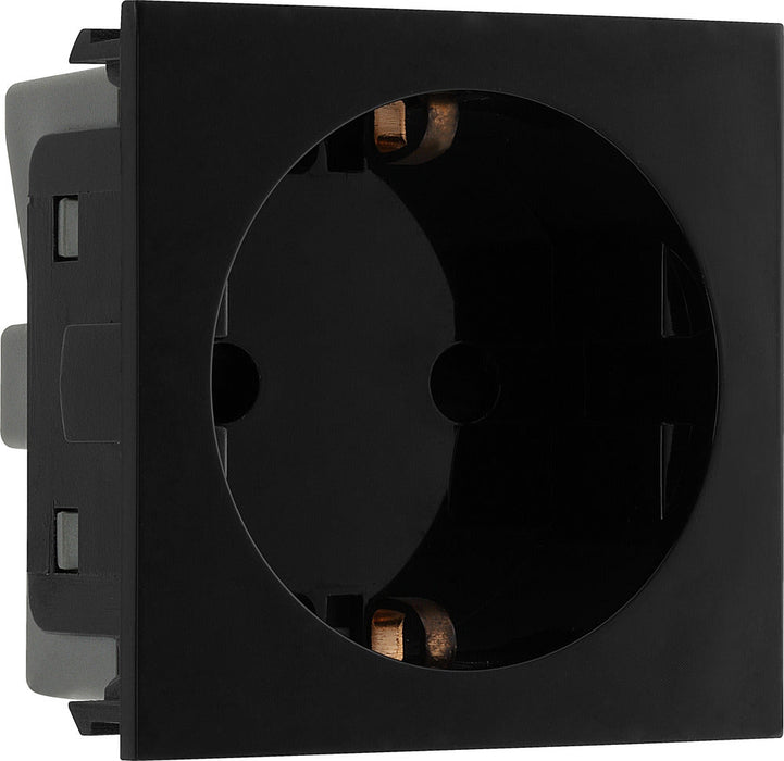 BG EMSCHSB Euro Module 16A Schuko Unswitched Socket - Black - westbasedirect.com